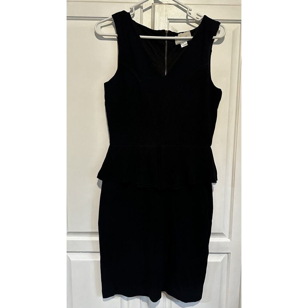 Anthropologie Ganni Eleanor Peplum Dress Black Sleeveless Size Large